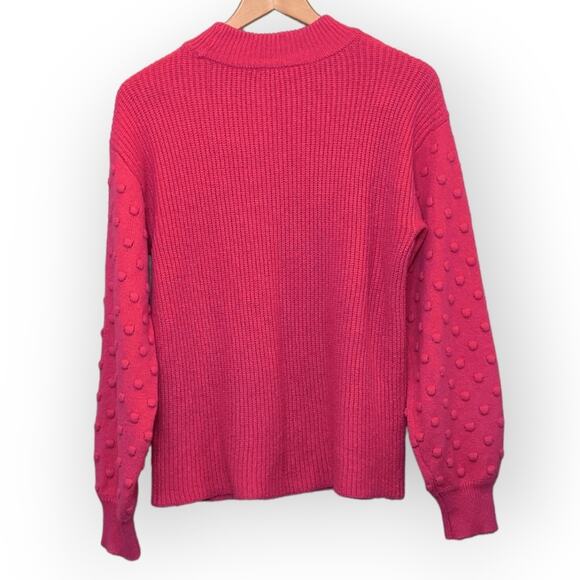 Vince Camuto Pink‎ Magenta Knit Sweater Bobble Stitch Puff Sleeve Ladies Small - Picture 4 of 15